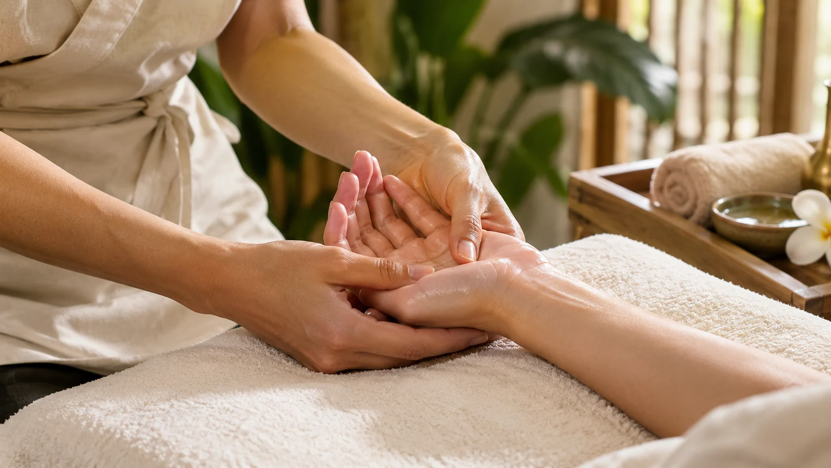 AI concept illustration of a gentle hand and forearm massage